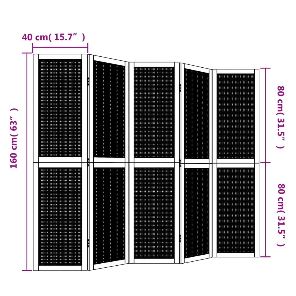 Kamerscherm met 4 panelen massief paulowniahout bruin