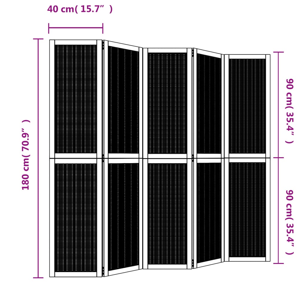 Kamerscherm met 4 panelen massief paulowniahout bruin