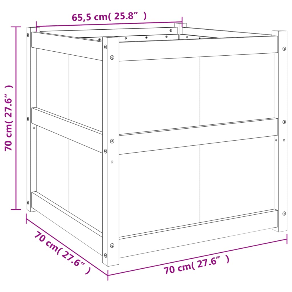 Plantenbak 70x70x70 cm massief