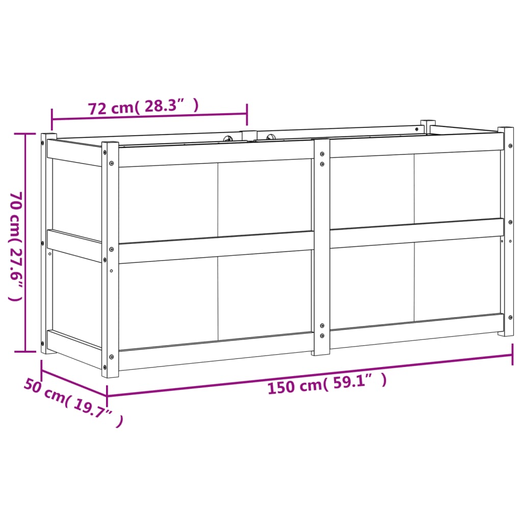 Plantenbak 150x50x70 cm massief