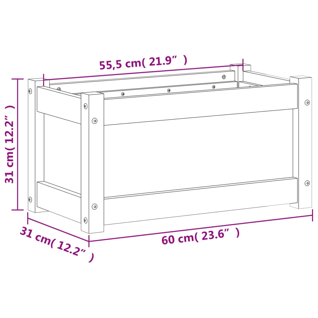 Plantenbak 60x31x31 cm massief wasbruin