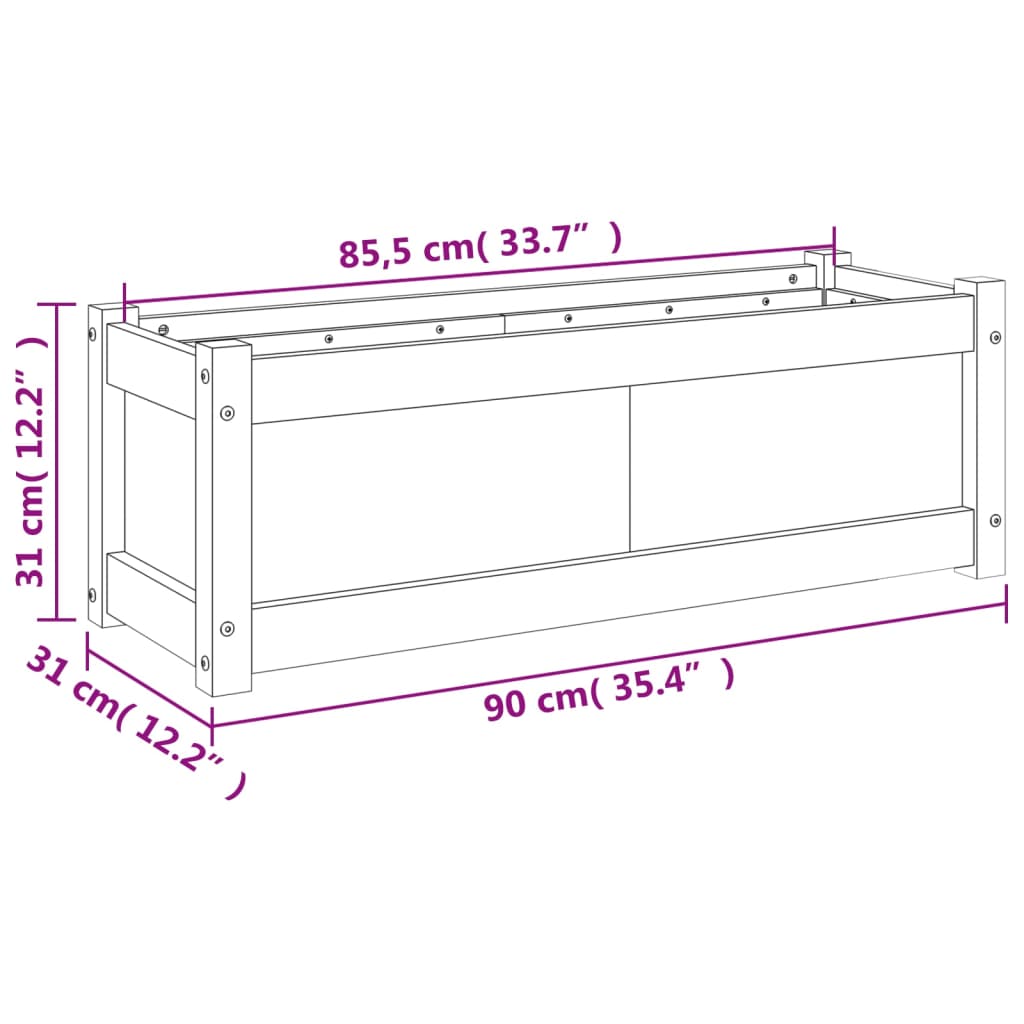 Jardinière 90x31x31 cm solide