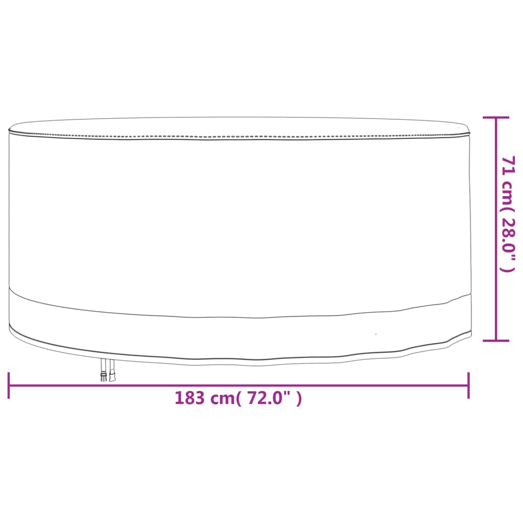 Tuinmeubelhoezen 2 st Ø 279x71 cm 600D oxford stof