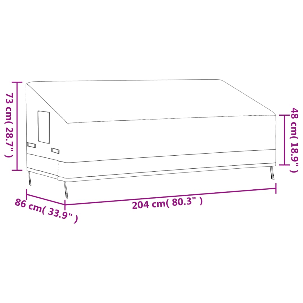 Tuinhoezen 2 st voor 2-zitsbank 600D 137x97x48/74 cm oxford