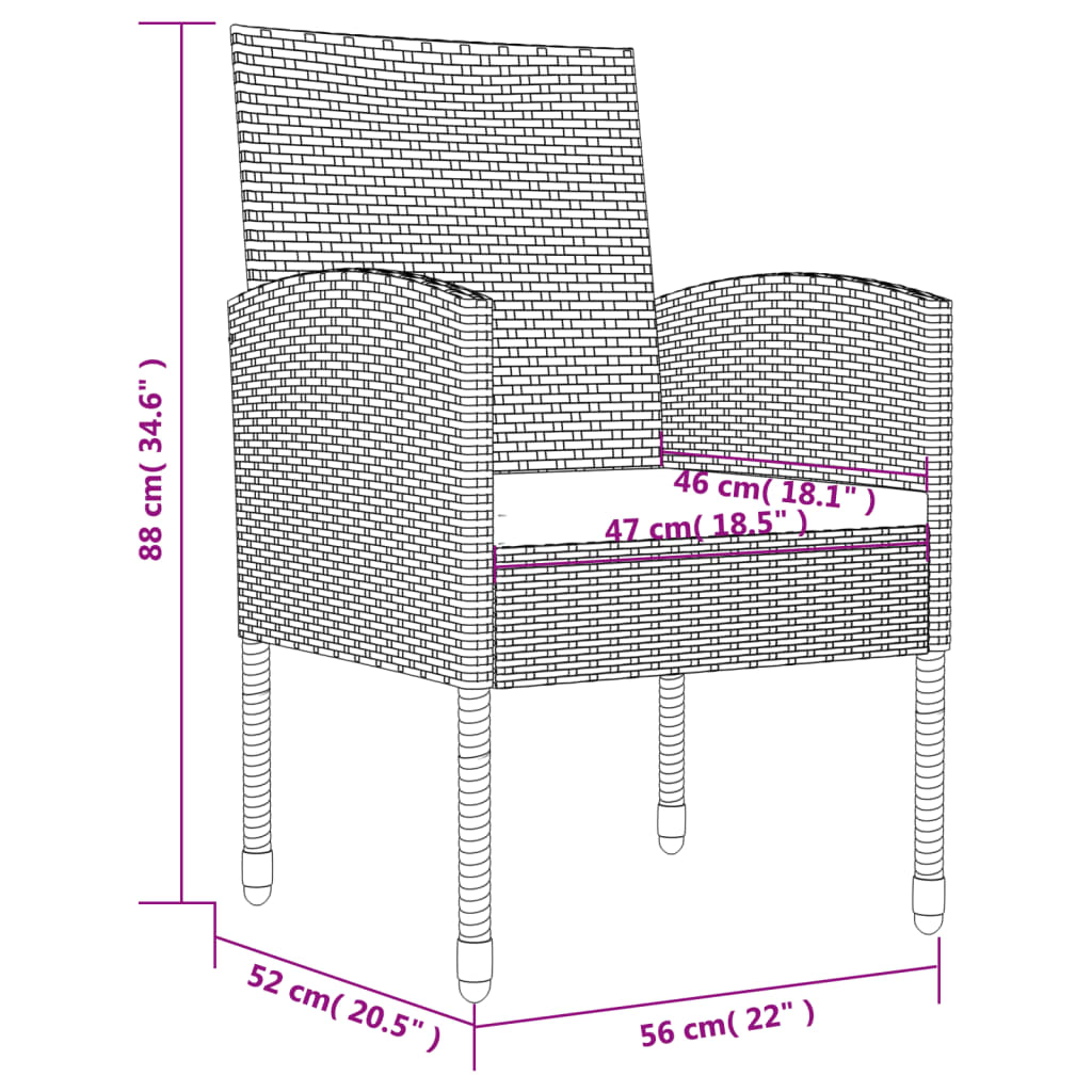 9-delige Tuinset poly rattan en staal grijs en zwart