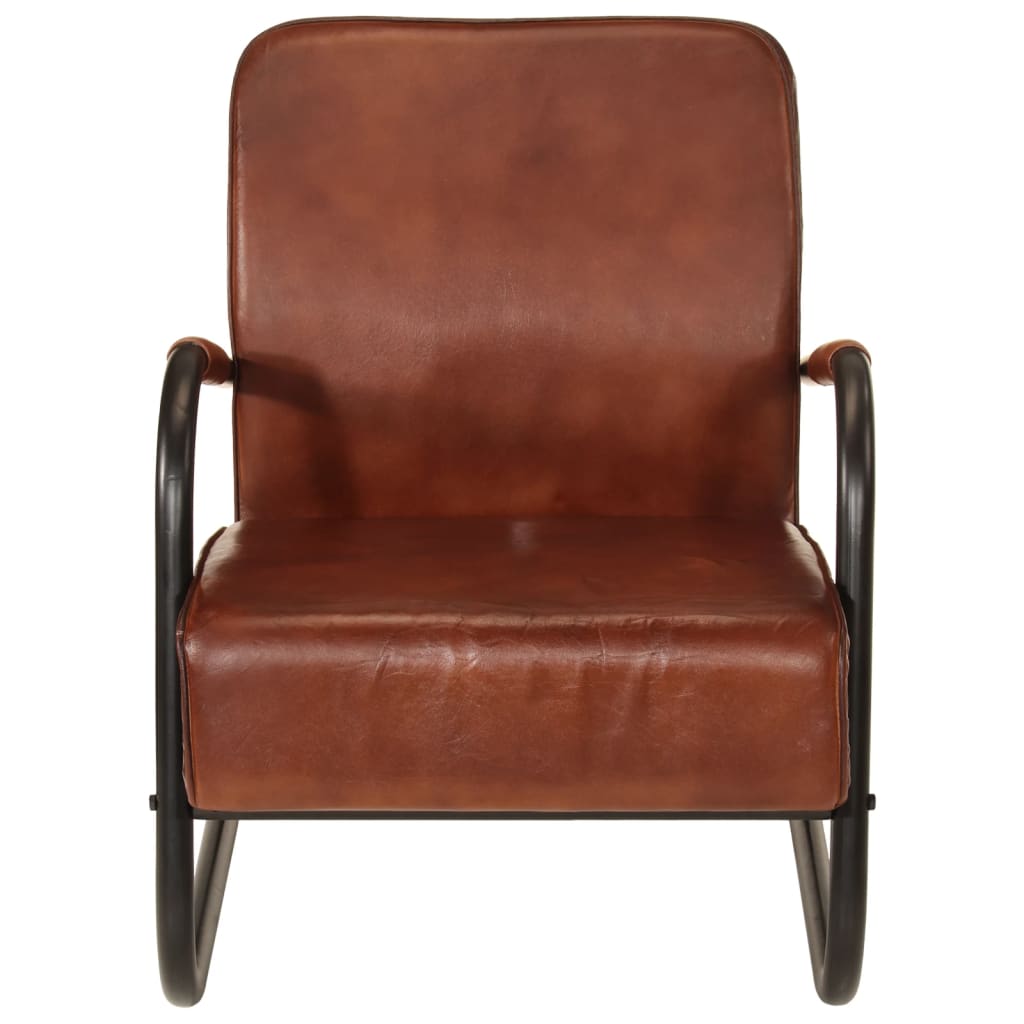 Fauteuil en cuir véritable marron