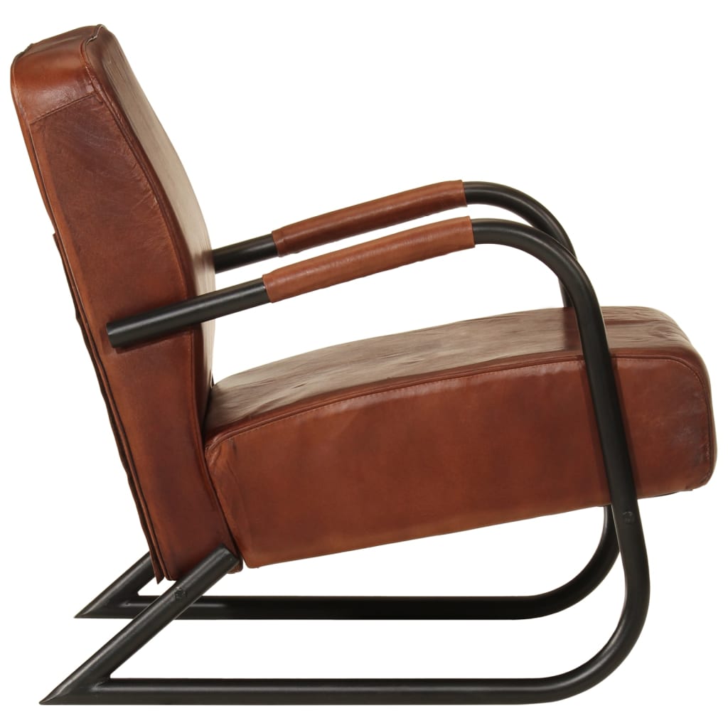 Fauteuil echt leer bruin