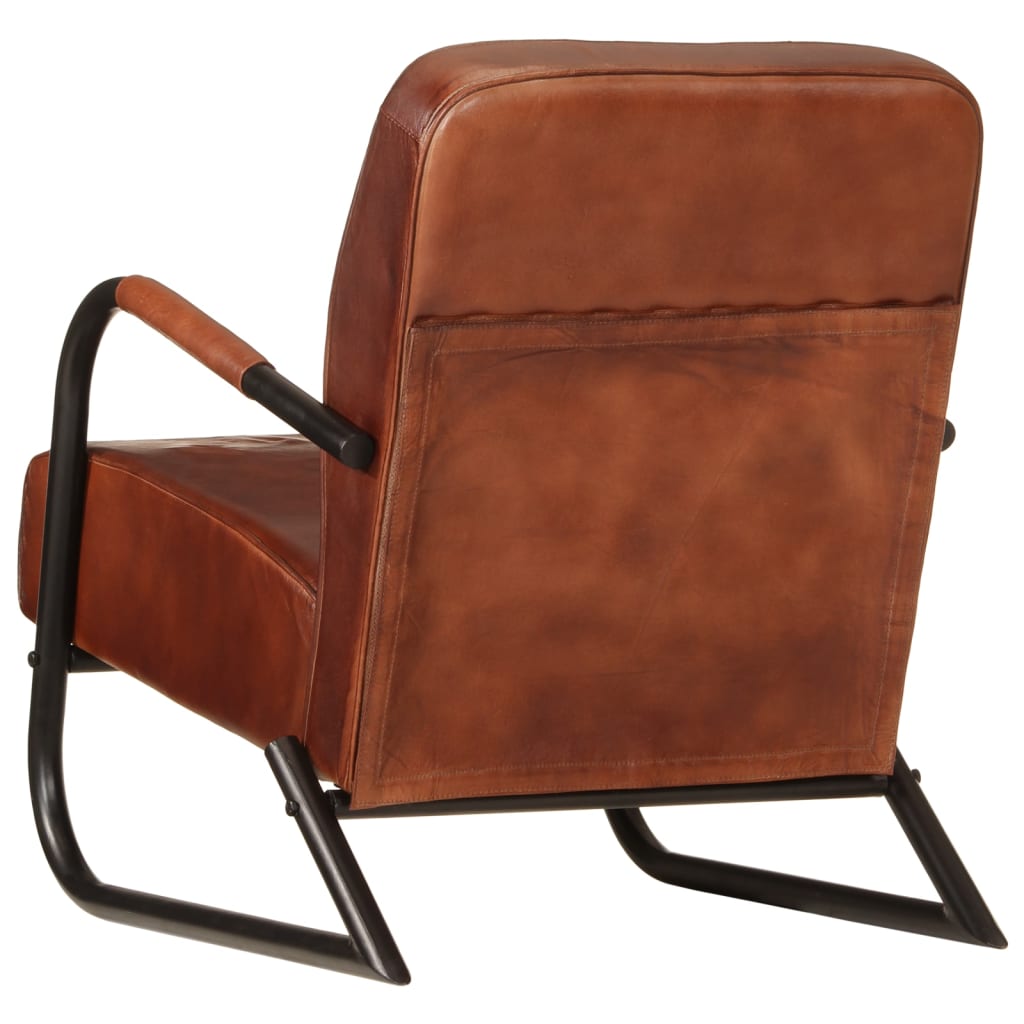 Fauteuil echt leer bruin