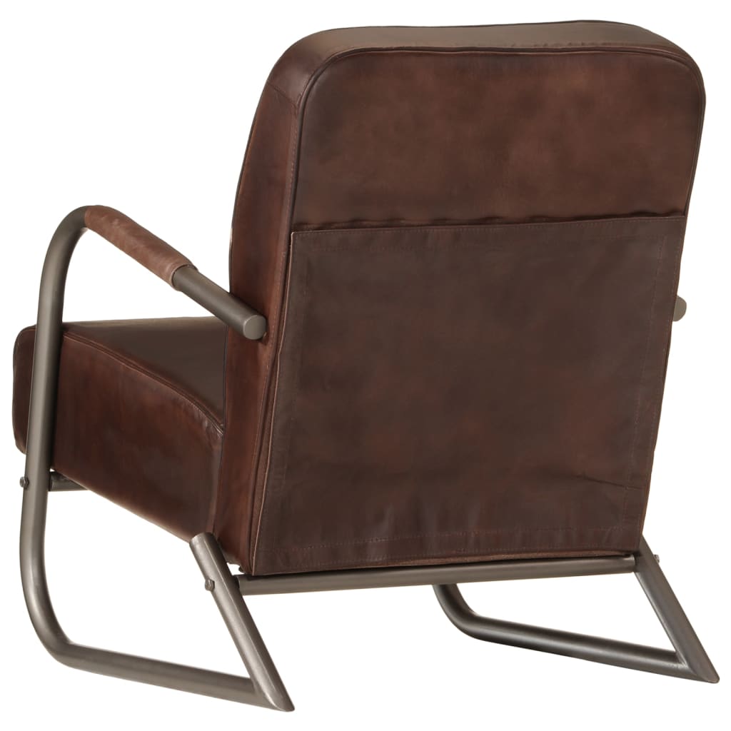 Fauteuil echt leer bruin