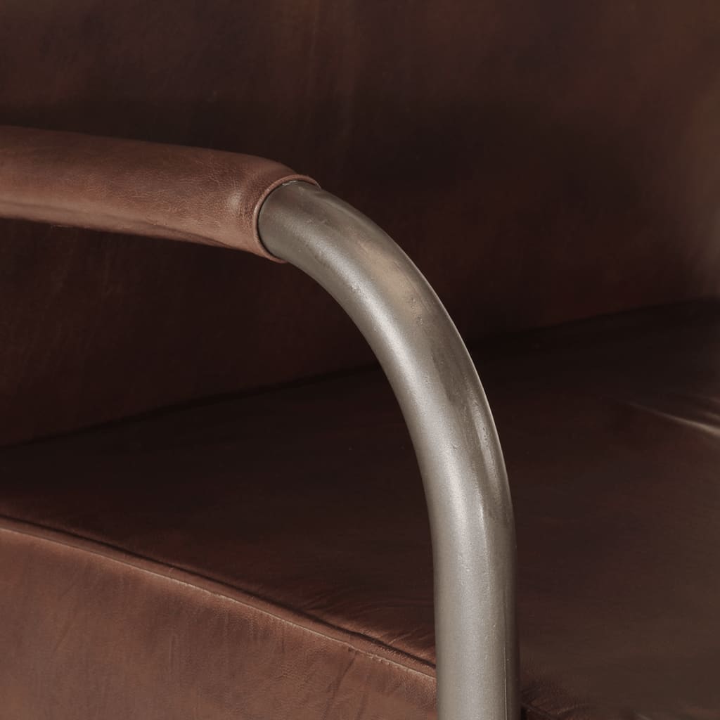 Fauteuil en cuir véritable marron