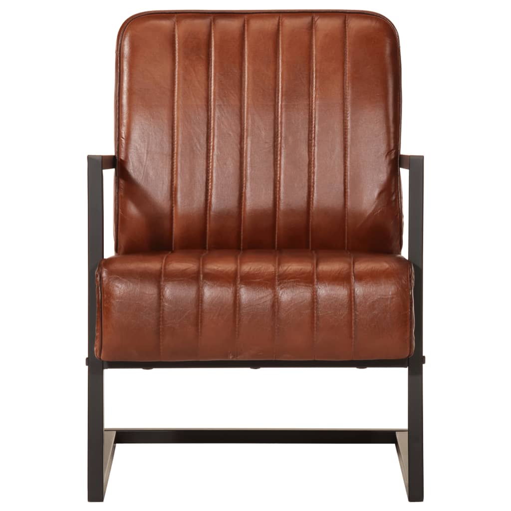 Fauteuil echt leer bruin