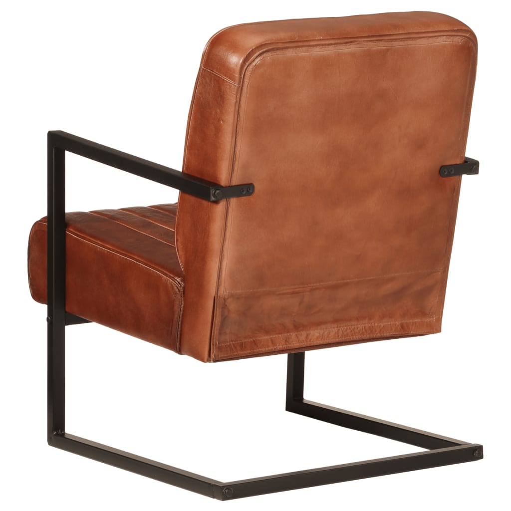 Fauteuil echt leer bruin