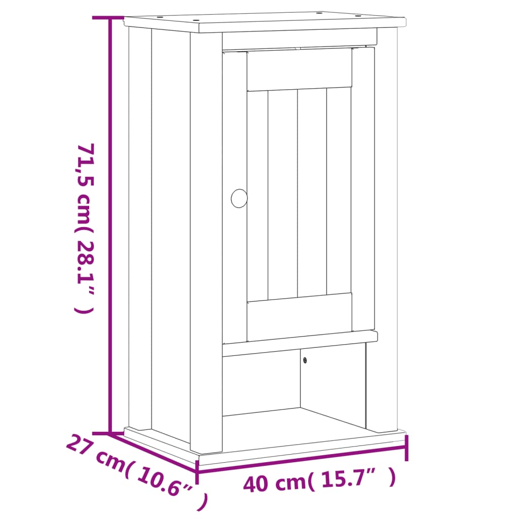 Meuble de salle de bain BERG 69,5x27x71,5 cm en pin massif