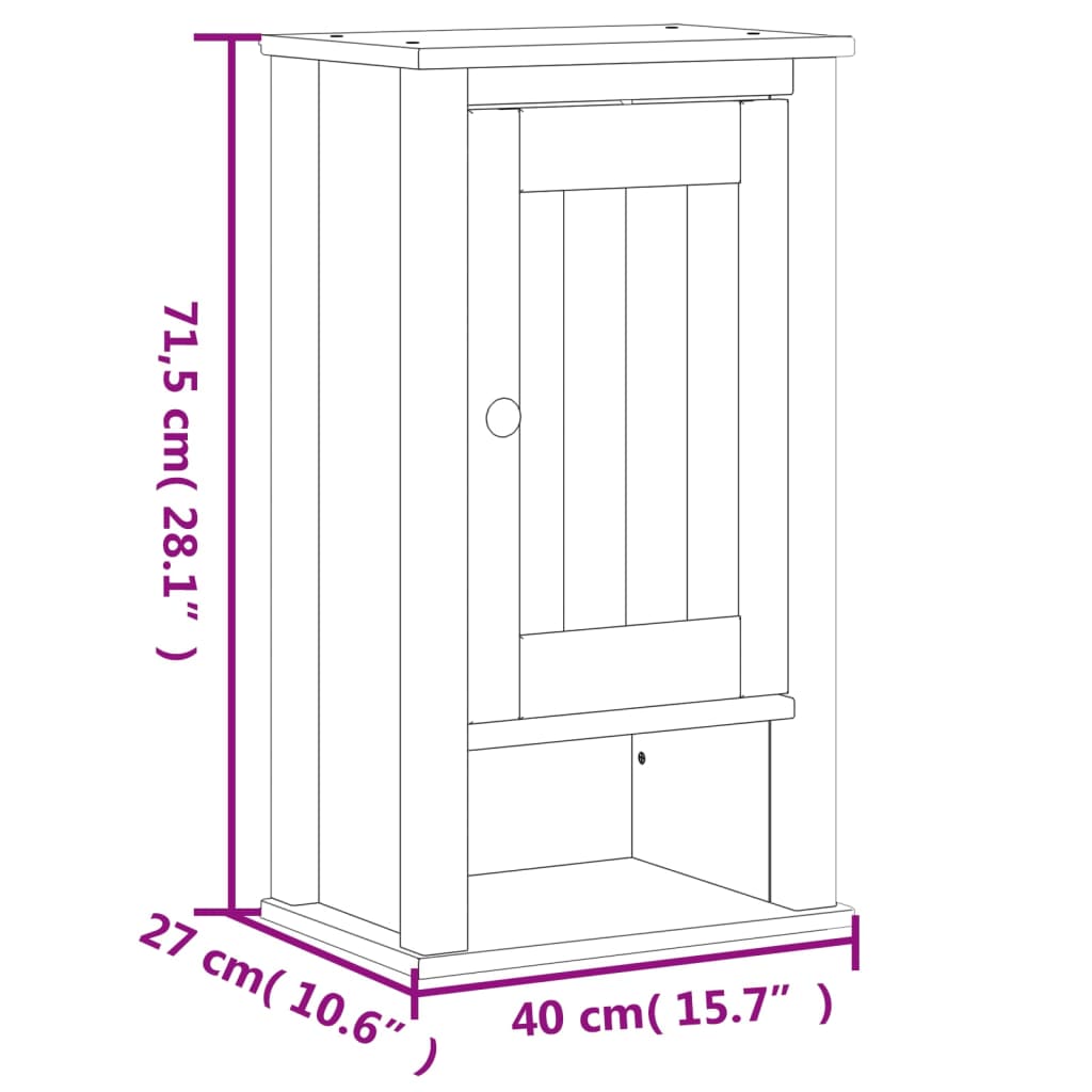 Meuble de salle de bain BERG 69,5x27x71,5 cm en pin massif