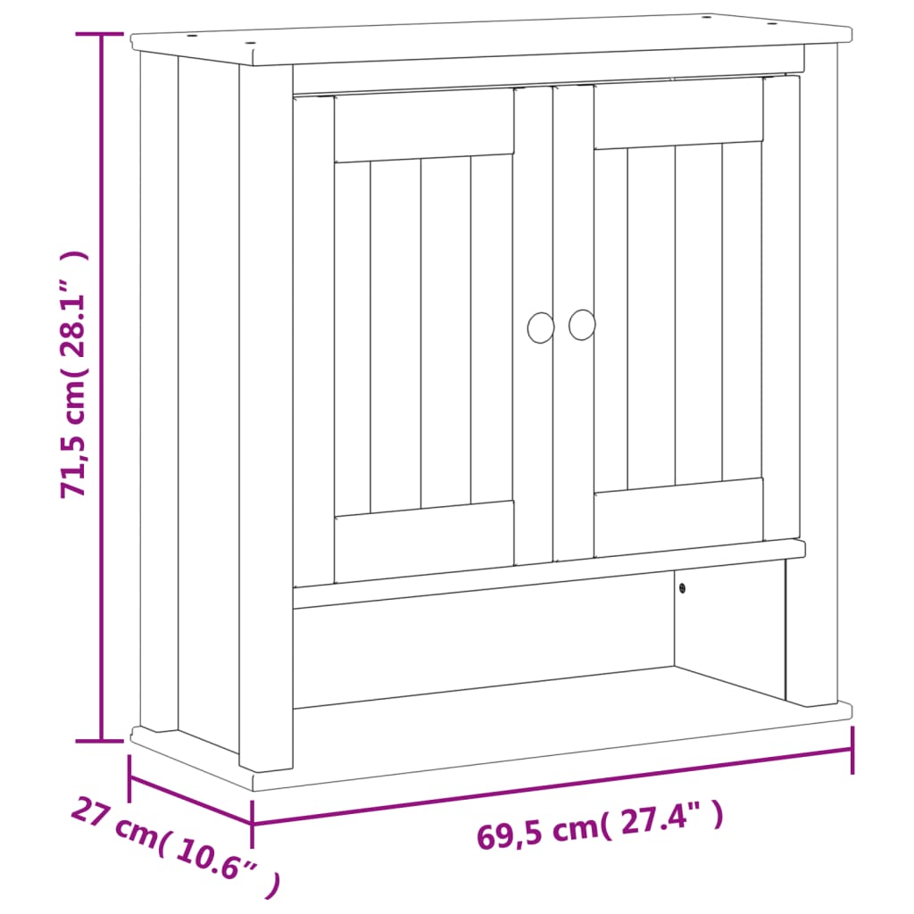 Meuble de salle de bain BERG 69,5x27x71,5 cm en pin massif