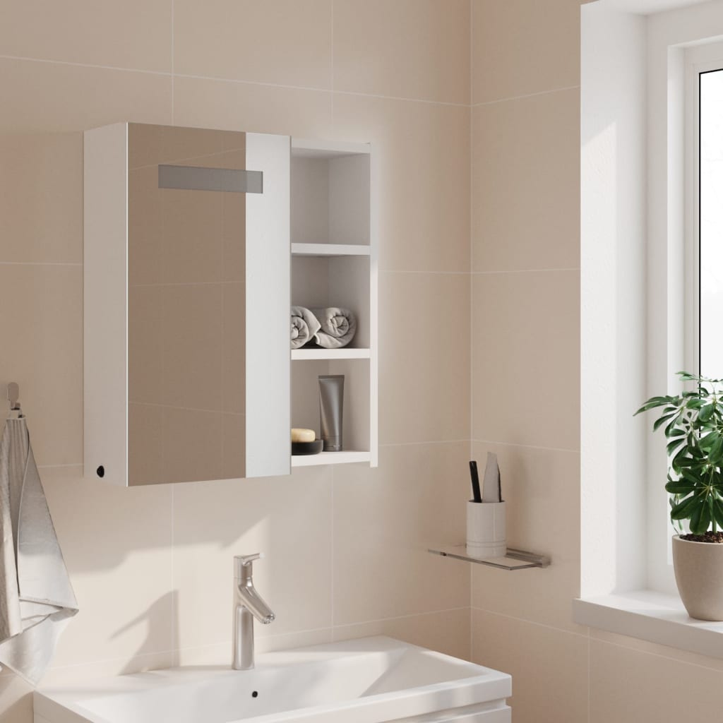 Meuble de salle de bain avec miroir et LED 60x13x52 cm