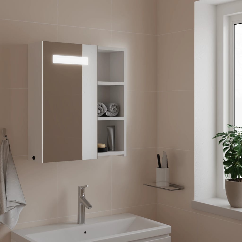 Meuble de salle de bain avec miroir et LED 60x13x52 cm