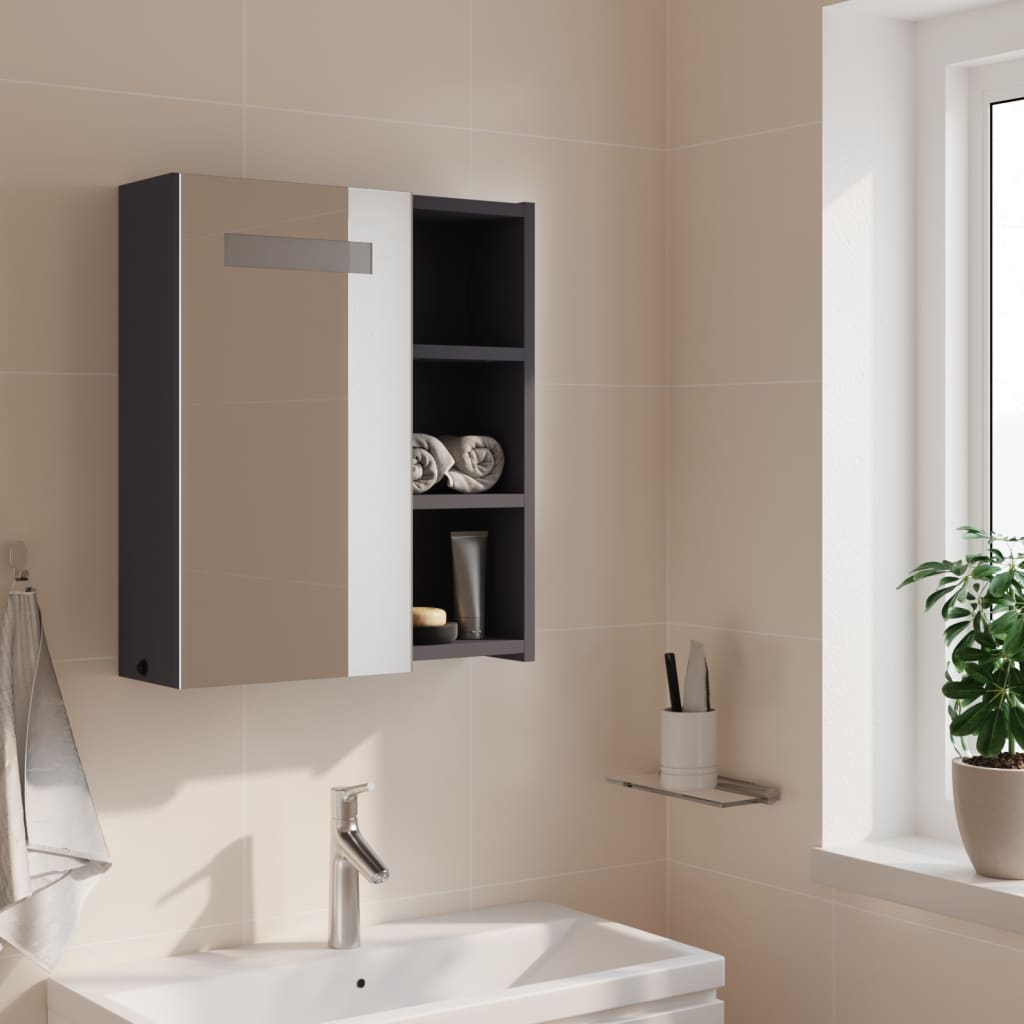 Meuble de salle de bain avec miroir et LED 60x13x52 cm