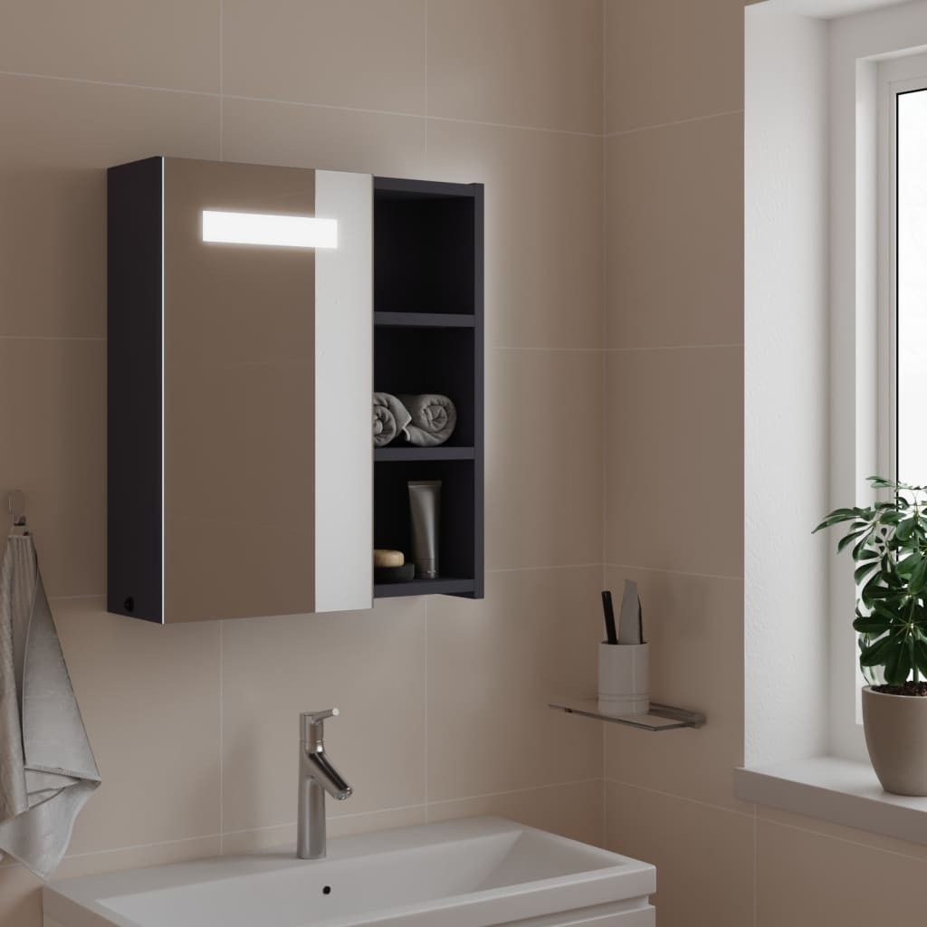 Meuble de salle de bain avec miroir et LED 60x13x52 cm