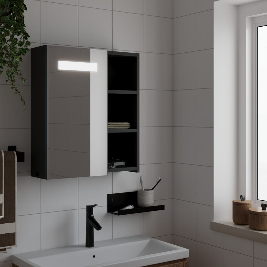 Meuble de salle de bain avec miroir et LED 60x13x52 cm