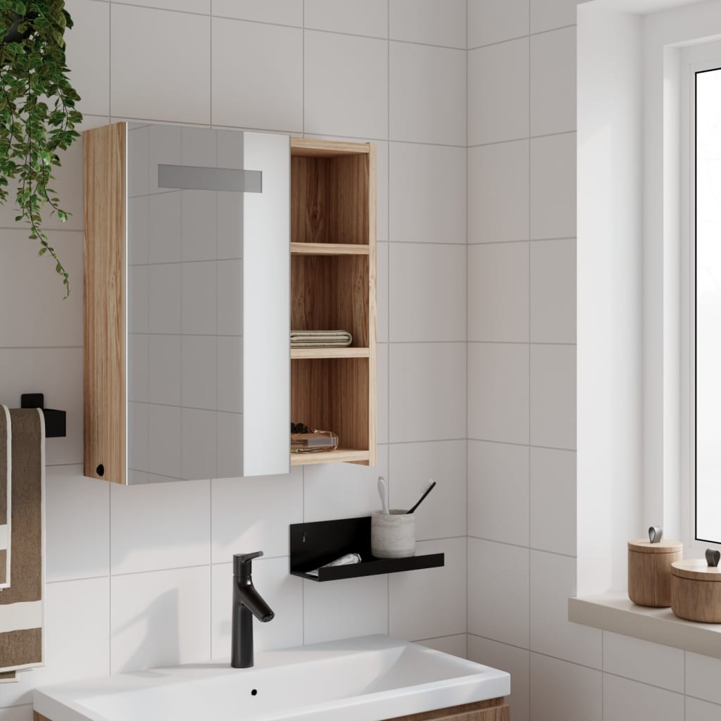 Meuble de salle de bain avec miroir et LED 60x13x52 cm