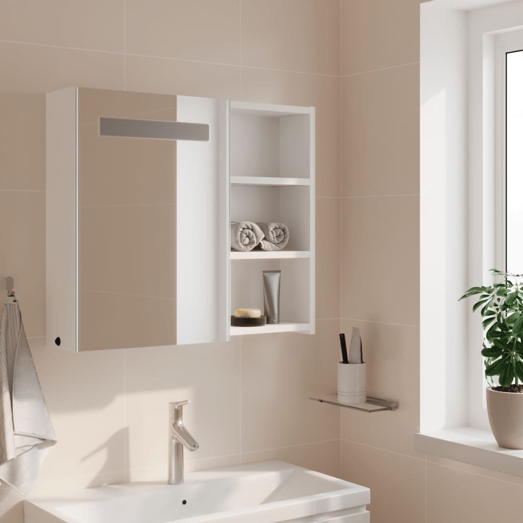 Meuble de salle de bain avec miroir et LED 60x13x52 cm