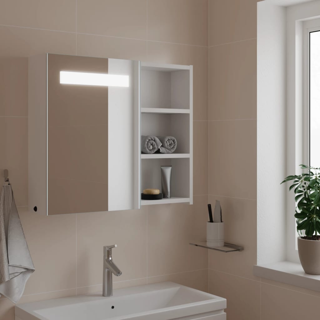 Meuble de salle de bain avec miroir et LED 60x13x52 cm