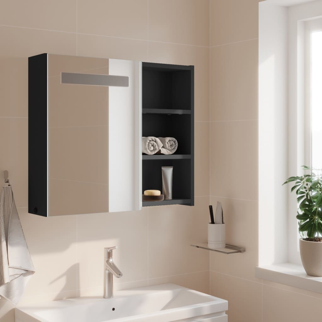 Meuble de salle de bain avec miroir et LED 60x13x52 cm