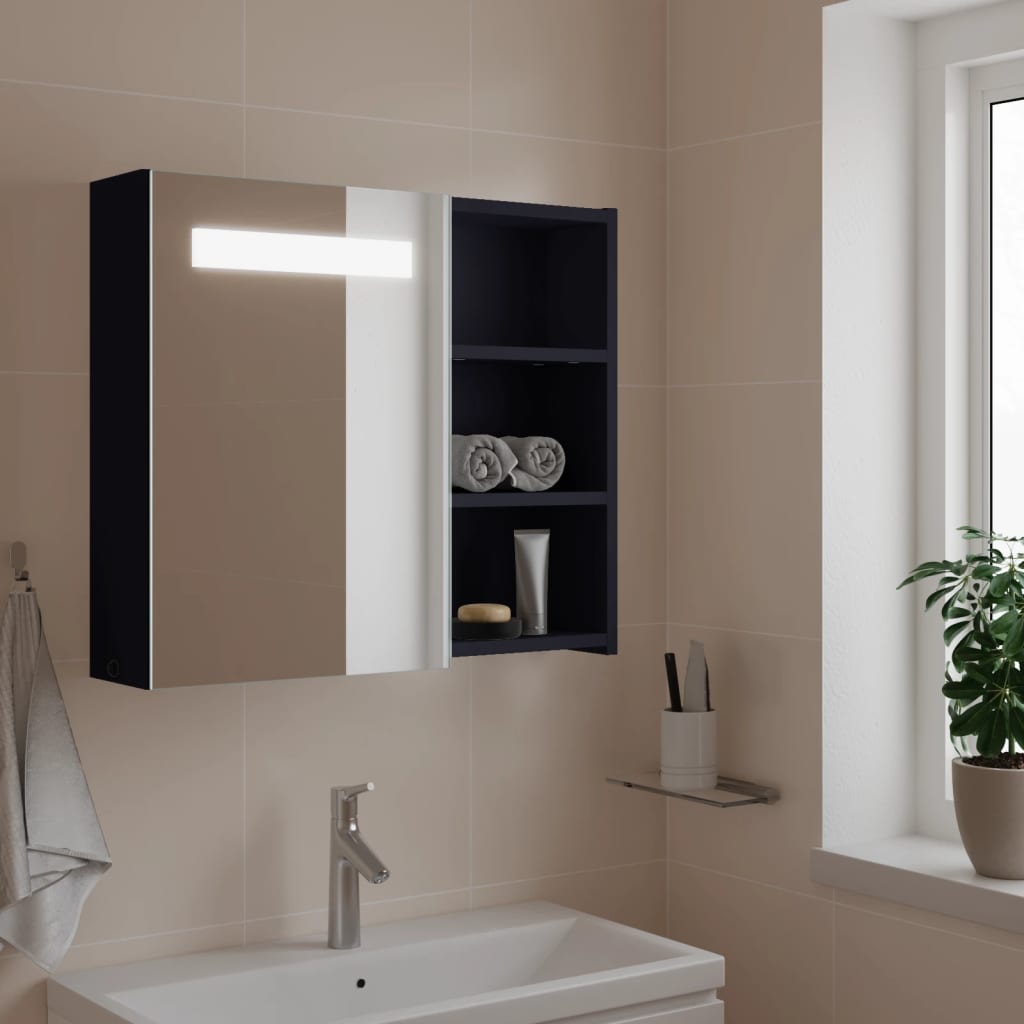 Meuble de salle de bain avec miroir et LED 60x13x52 cm