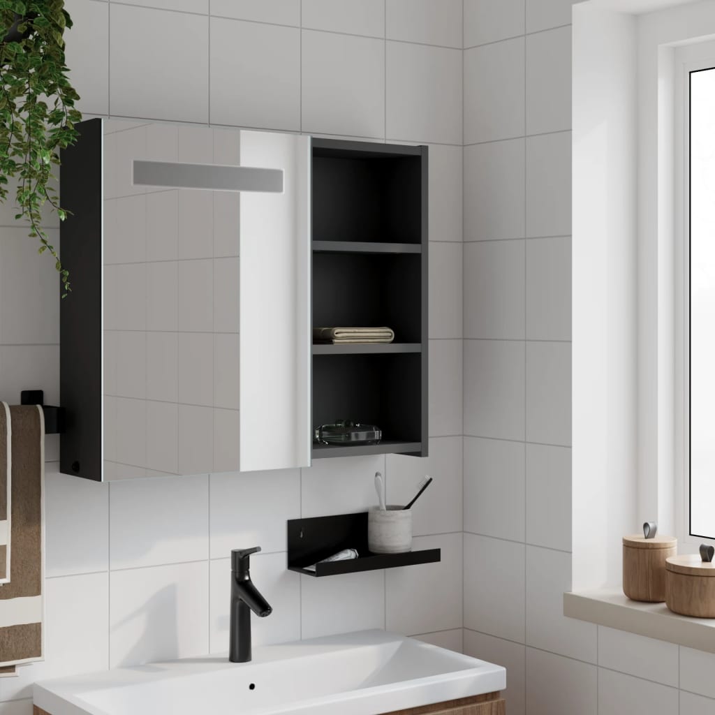 Meuble de salle de bain avec miroir et LED 60x13x52 cm