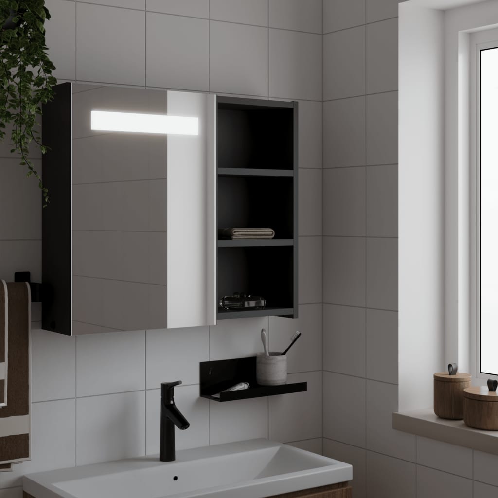 Meuble de salle de bain avec miroir et LED 60x13x52 cm