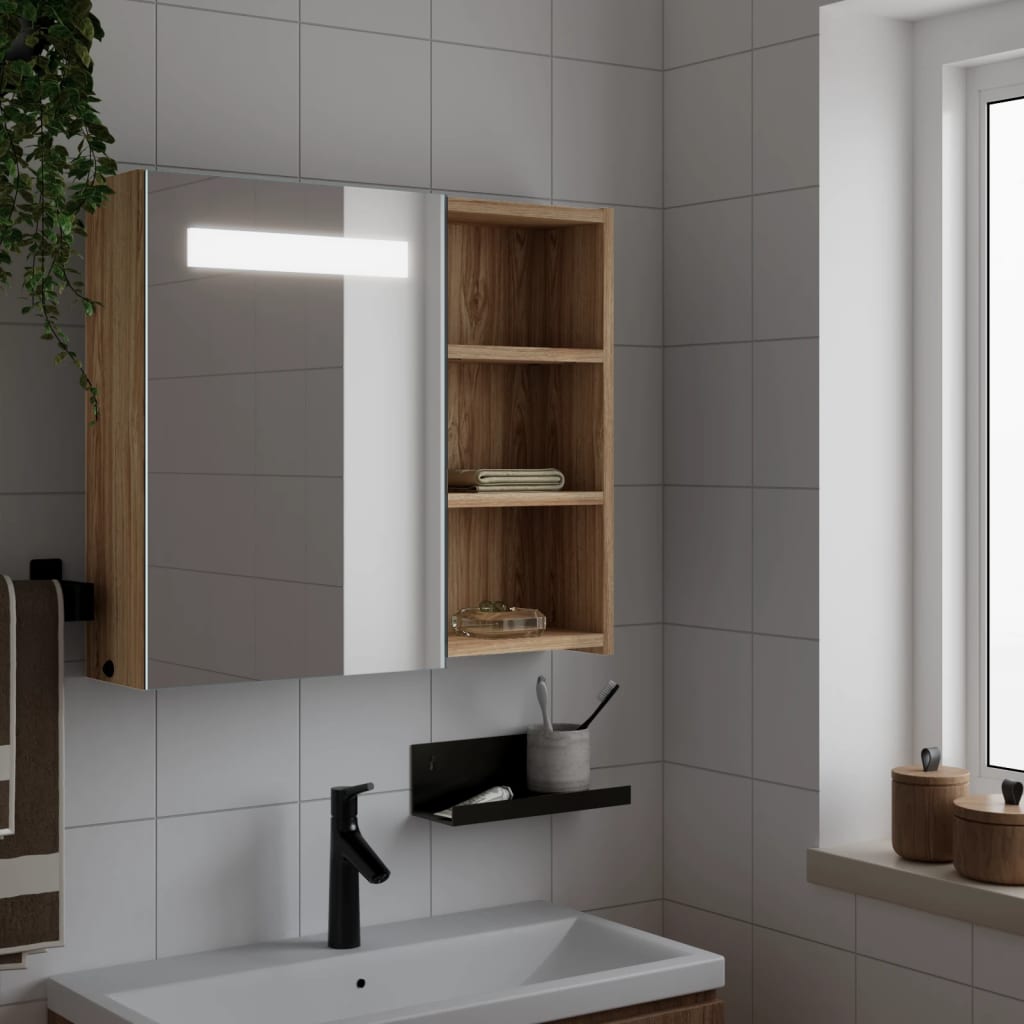 Meuble de salle de bain avec miroir et LED 60x13x52 cm