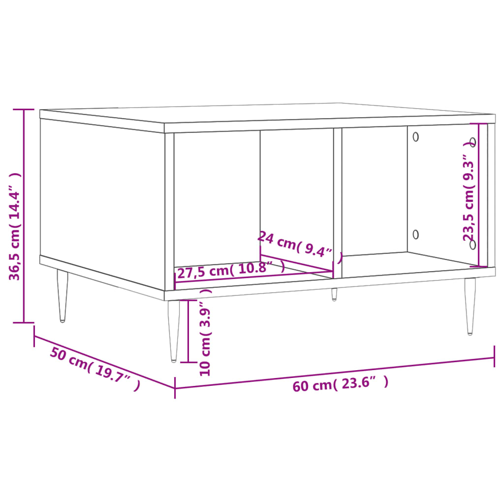 Salontafel 60x50x36,5 cm bewerkt hout