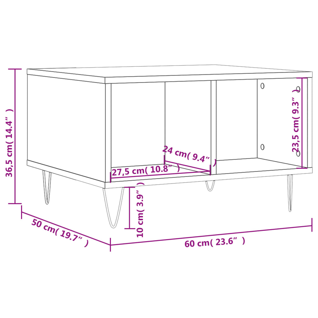 Salontafel 60x50x36,5 cm bewerkt hout