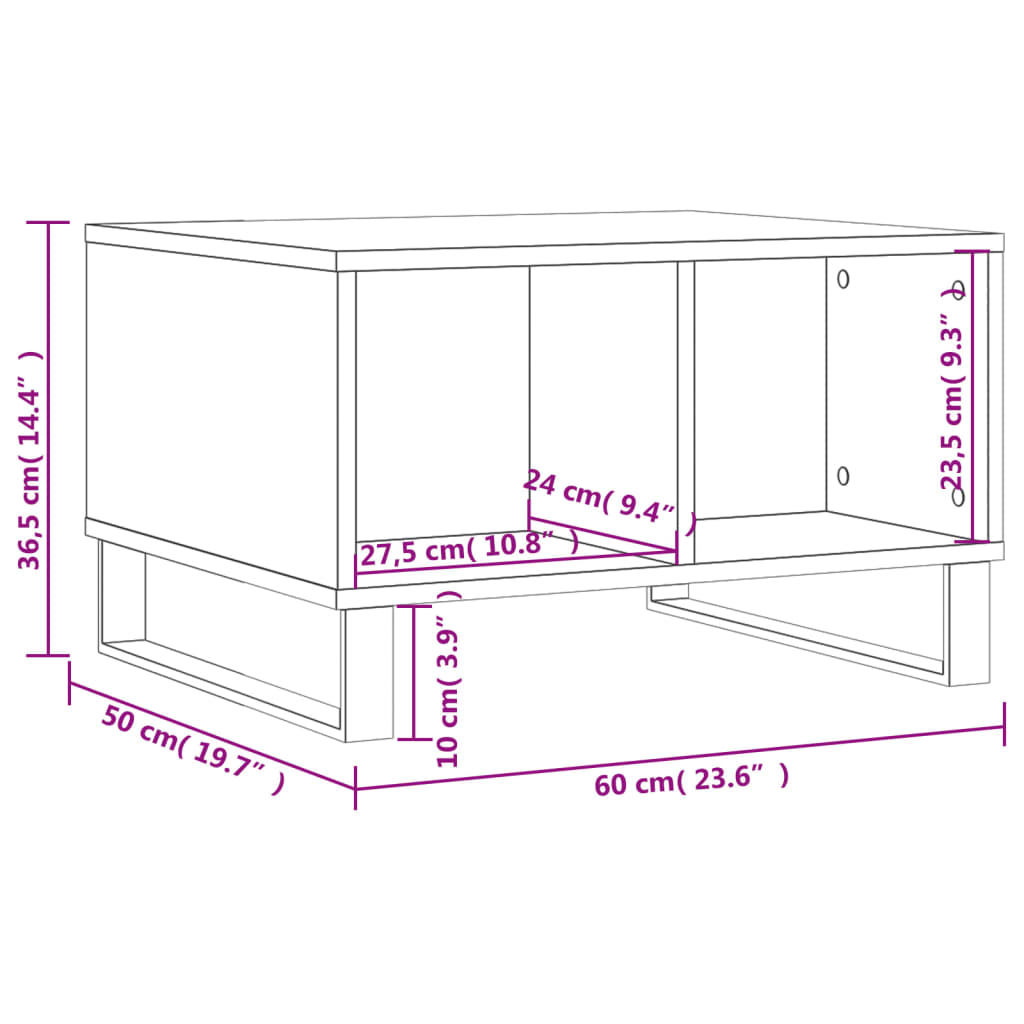 Salontafel 60x50x36,5 cm bewerkt hout