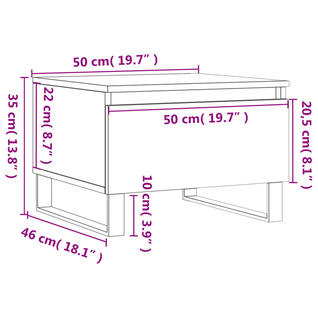 Salontafels 2 st 50x46x35 cm bewerkt hout