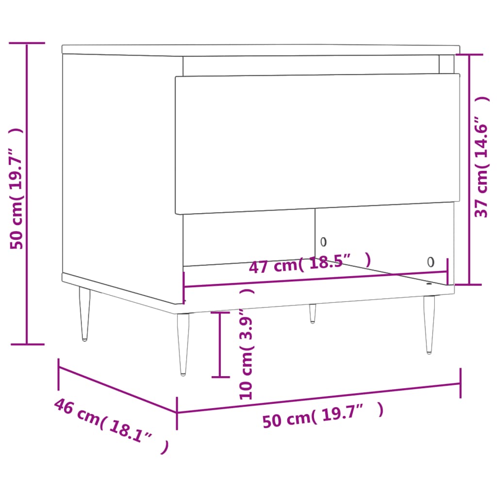 Salontafel 50x46x50 cm bewerkt hout eikenkleurig