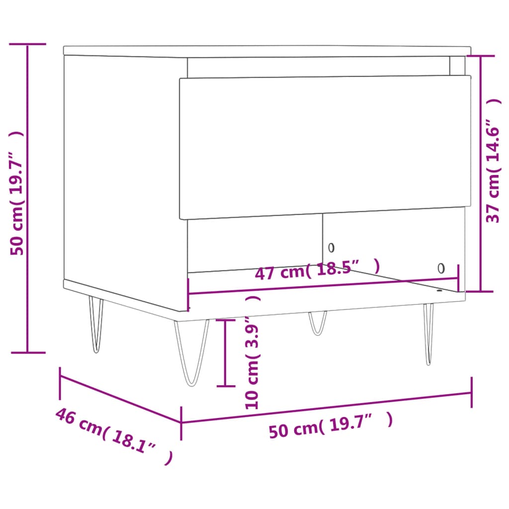 Salontafels 2 st 50x46x50 cm bewerkt hout eikenkleurig