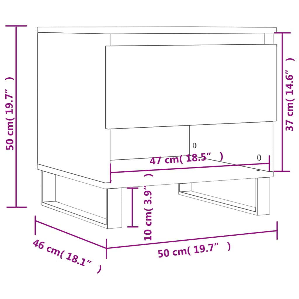 Tables basses 2 pcs 50x46x50 cm bois fini