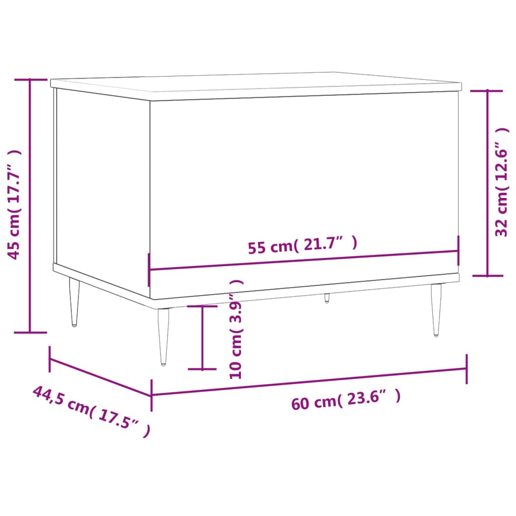 Salontafel 60x44,5x45 cm bewerkt hout eikenkleurig