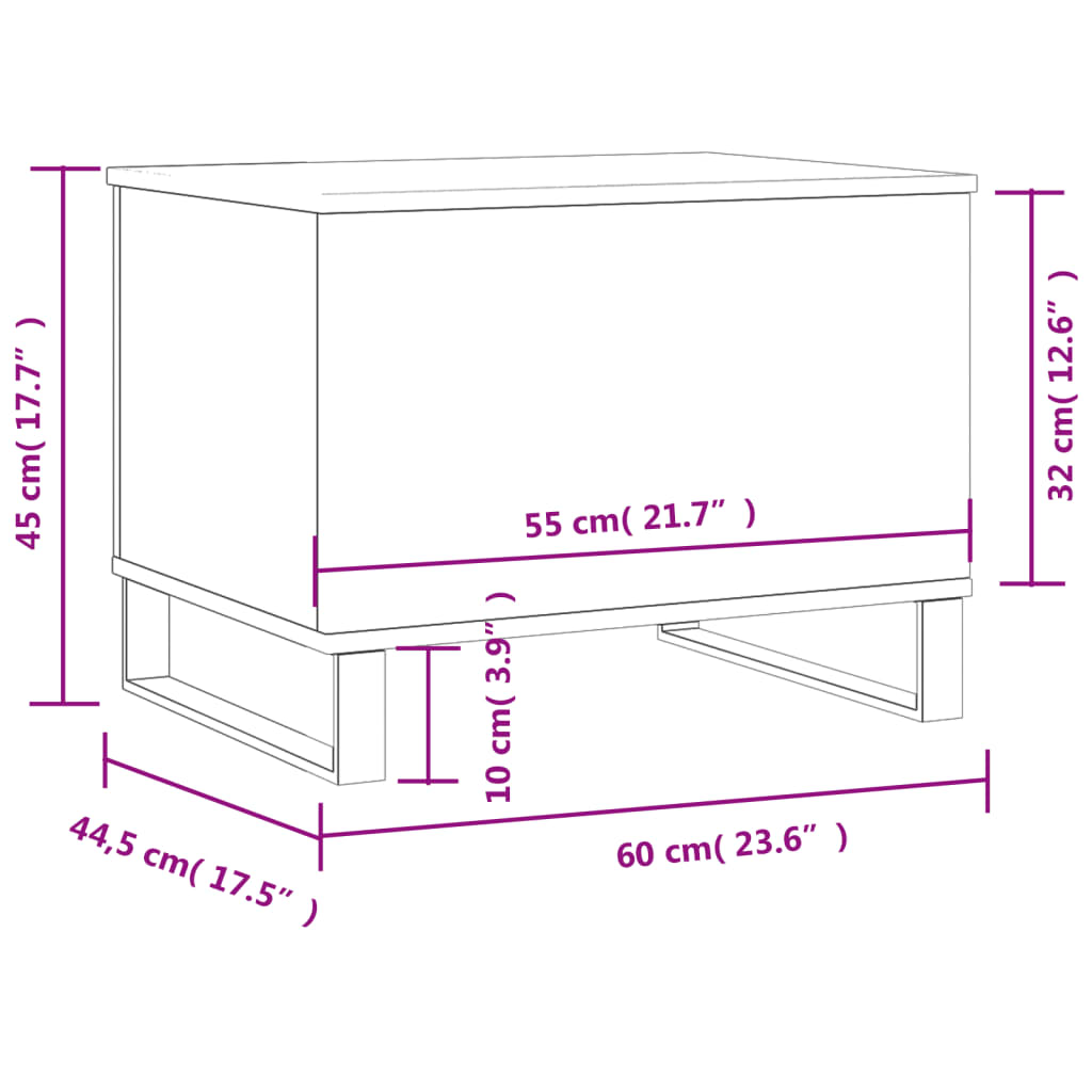 Table basse 60x44,5x45 cm en bois travaillé