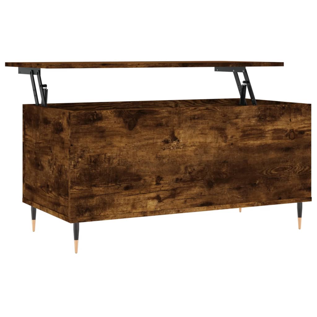 Table basse 90x44,5x45 cm bois fini couleur chêne marron