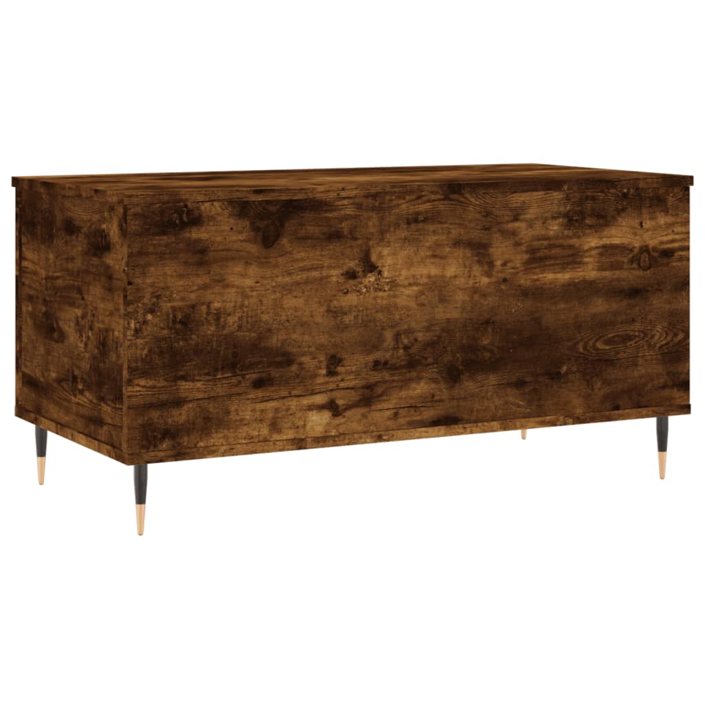 Table basse 90x44,5x45 cm bois fini couleur chêne marron