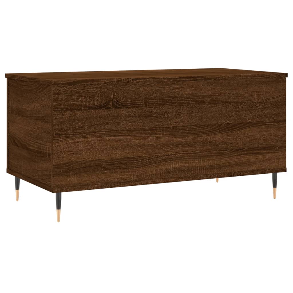 Table basse 90x44,5x45 cm bois fini couleur chêne marron