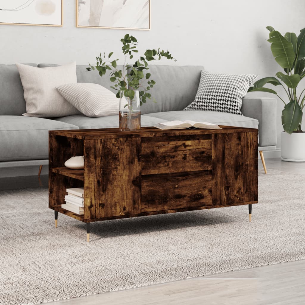 Table basse 102x44,5x50 cm en bois travaillé