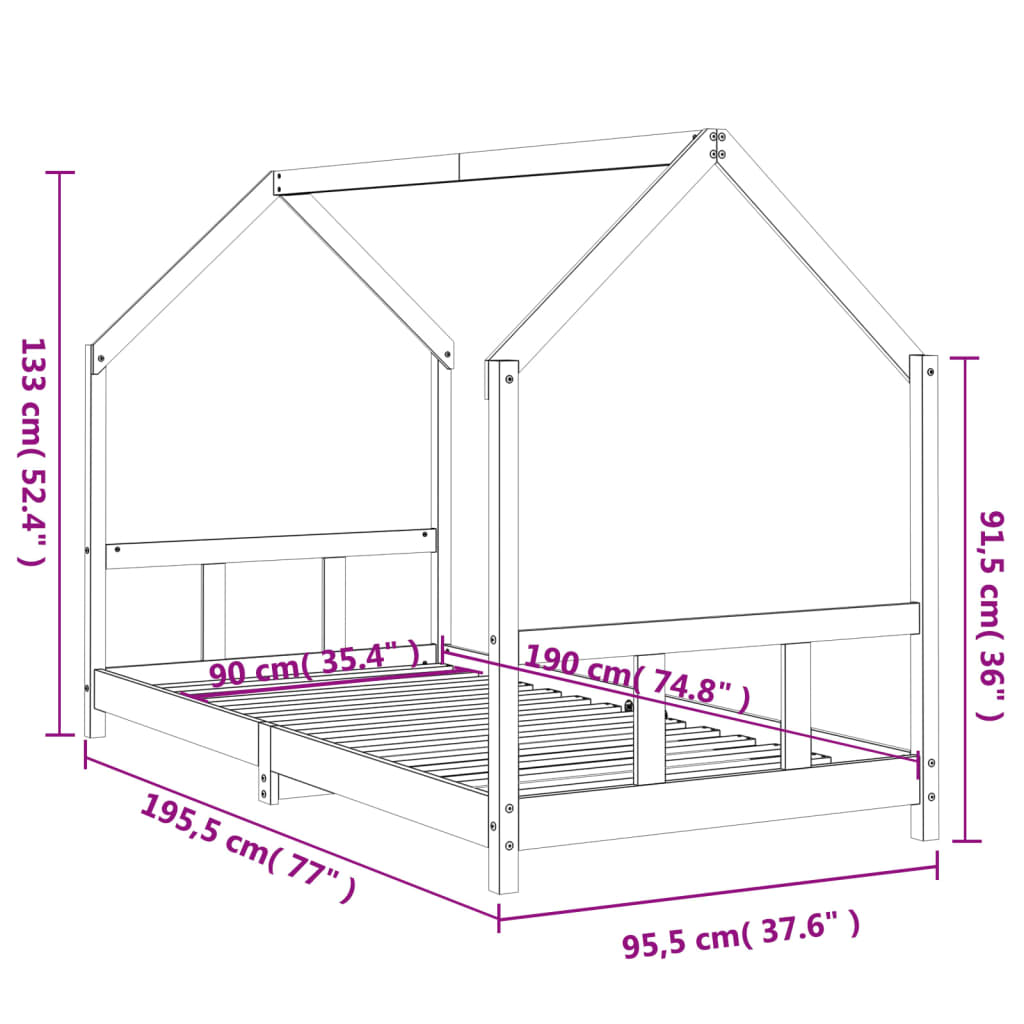 Kinderbedframe 80x160 cm massief grenenhout