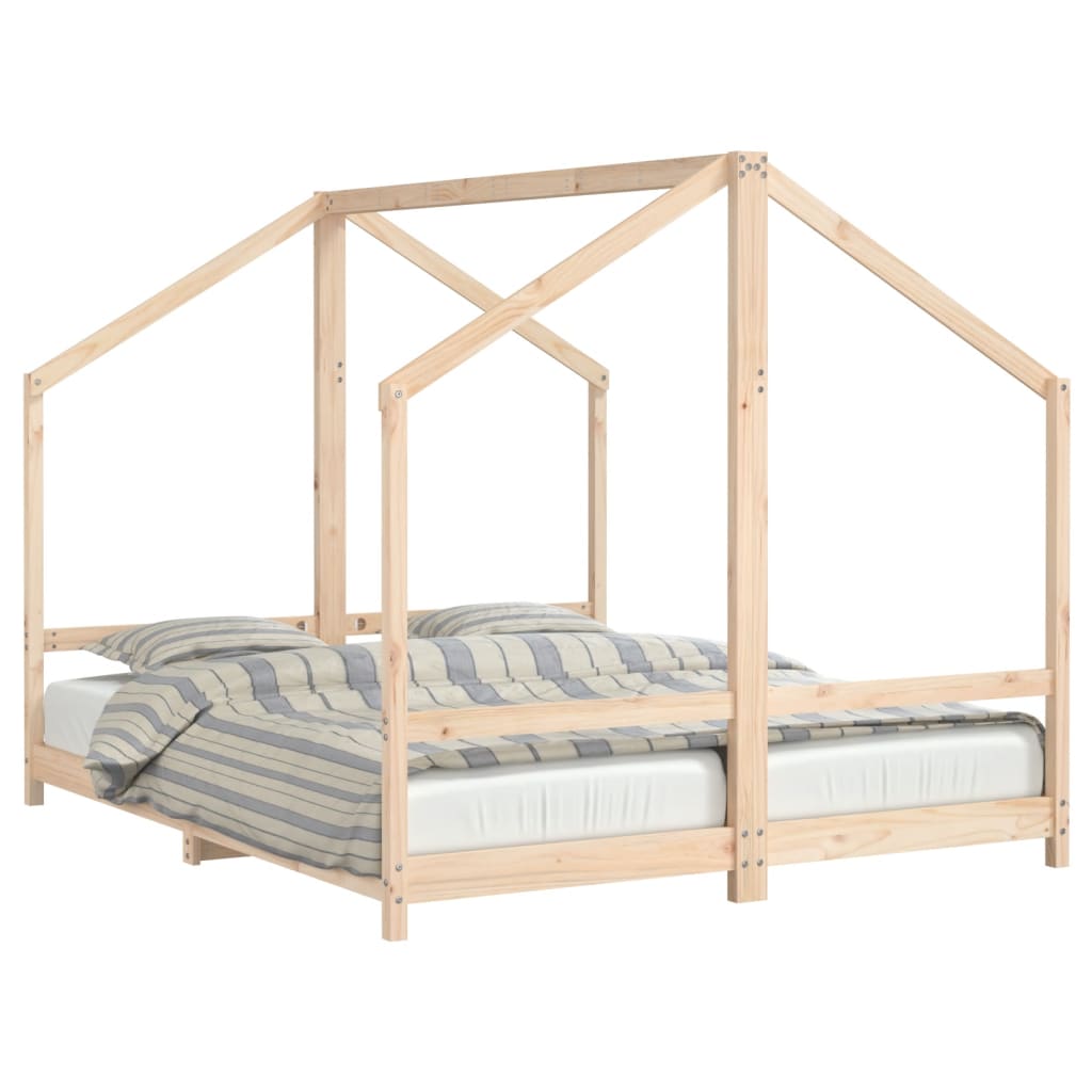 Kinderbedframe 2x(90x190) cm massief grenenhout