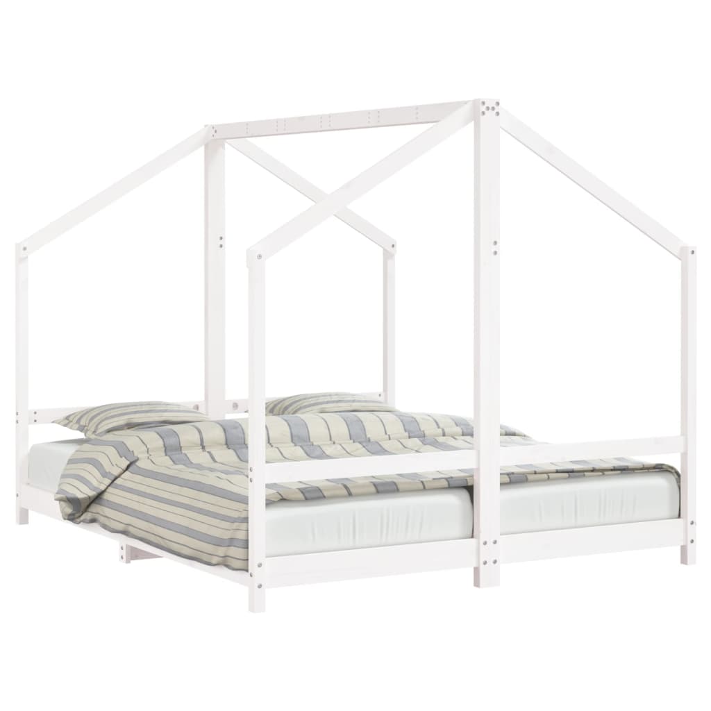 Kinderbedframe 2x(90x190) cm massief grenenhout