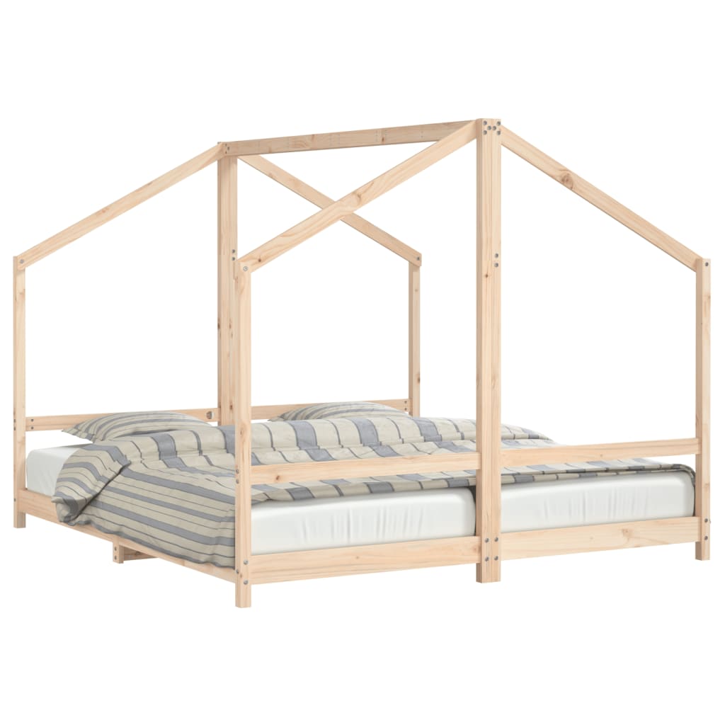 Kinderbedframe 2x(90x190) cm massief grenenhout