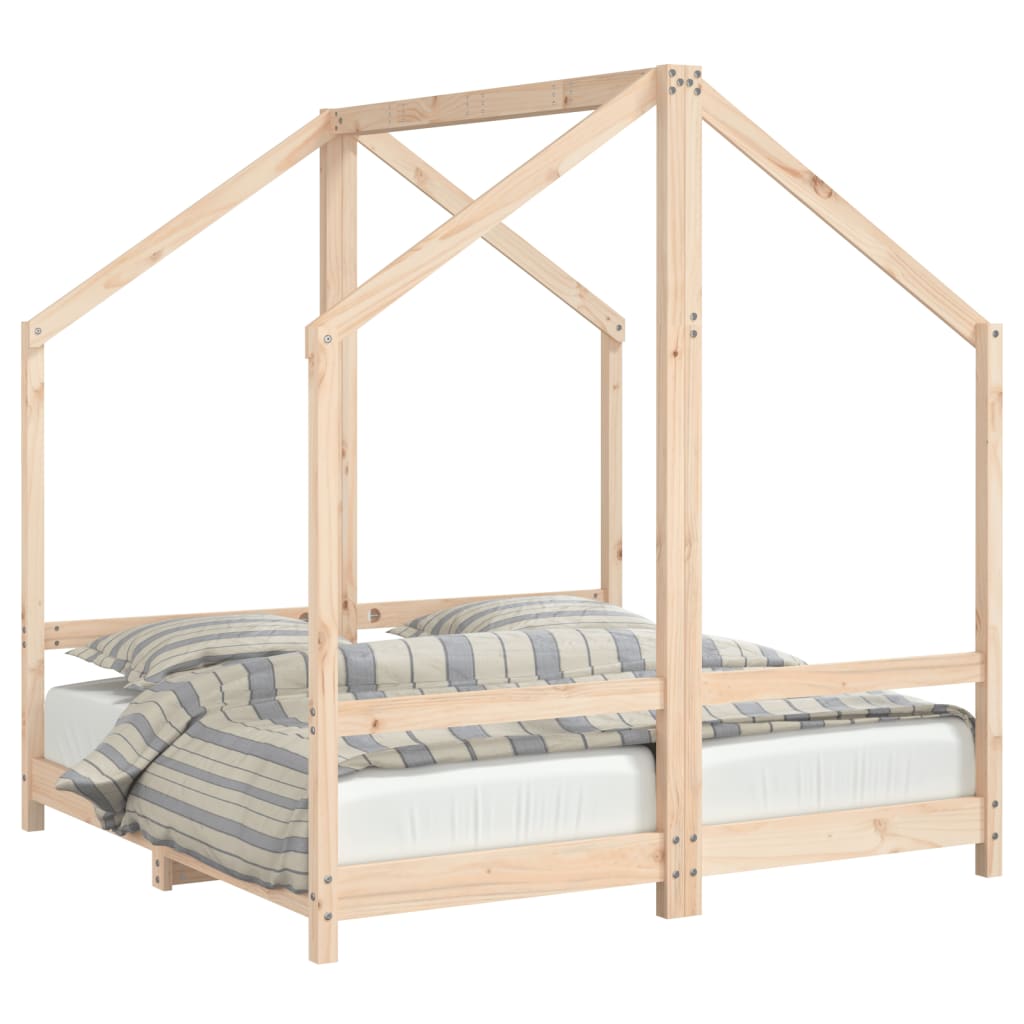 Kinderbedframe 2x(90x190) cm massief grenenhout